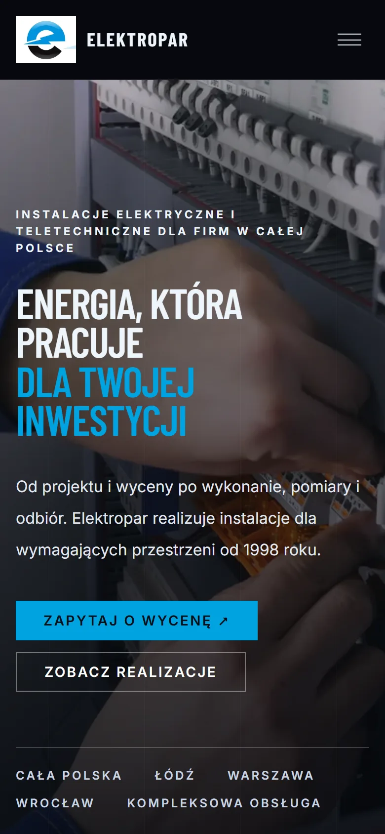 Elektropar — widok na telefonie