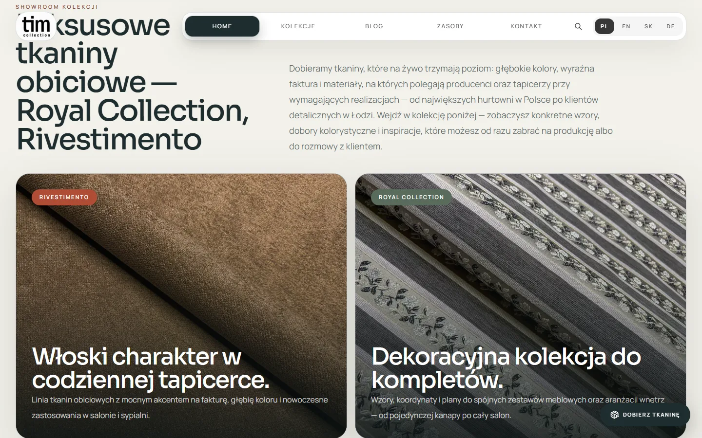 TIM Collection — kolejna sekcja strony głównej