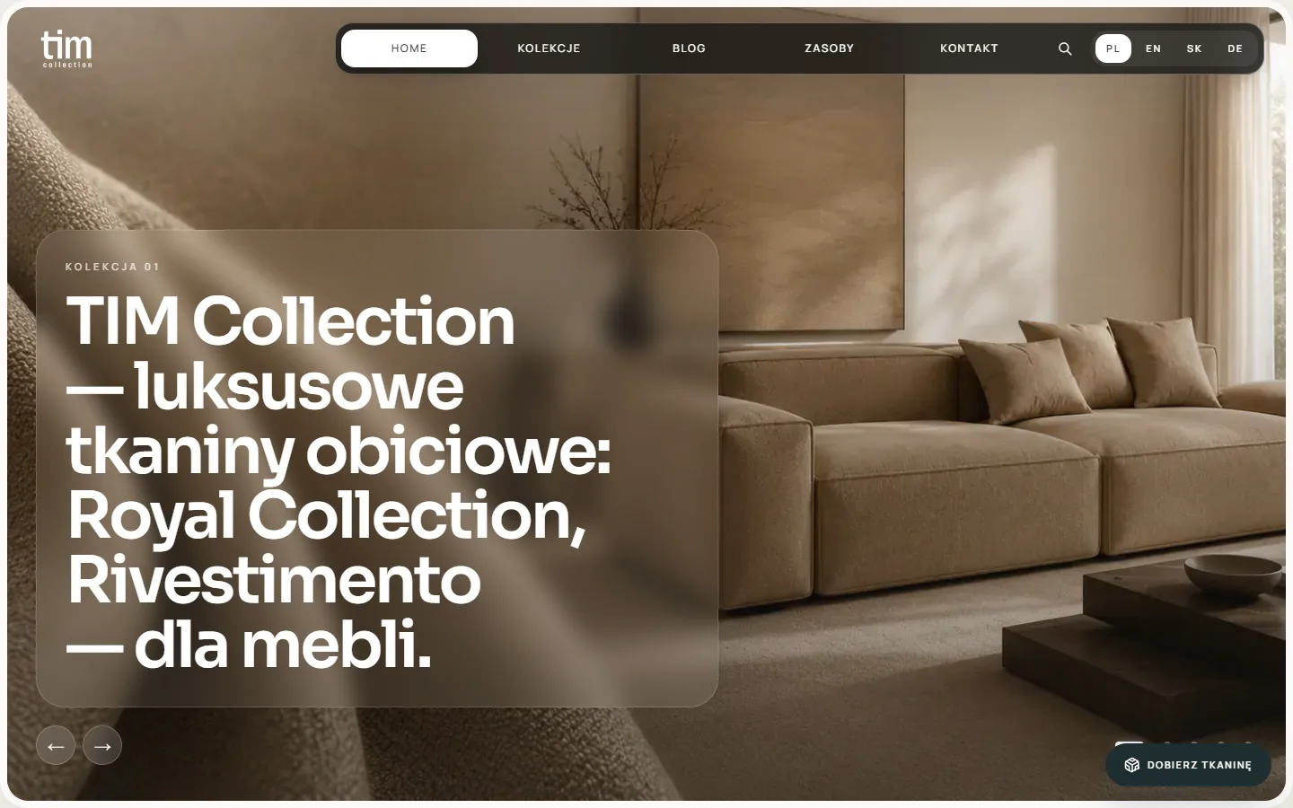TIM Collection — strona główna na komputerze